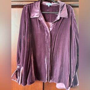 Democracy velvet button down top 3X